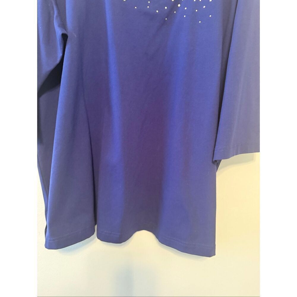 Quacker Factory Size 3X Rhinestone Square Neck Tunic Top Midnight Blue Sparkle - Picture 4 of 8